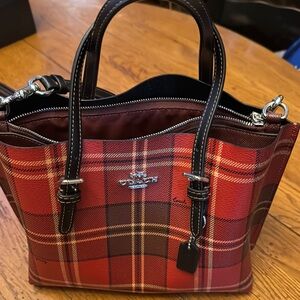 Coach Plaid Handbag - Red and Black